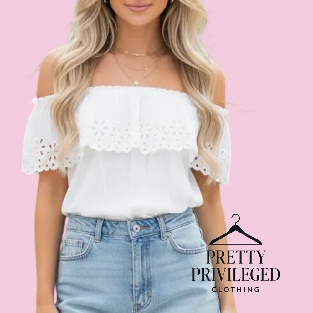 White Off-Shoulder Y2K Top